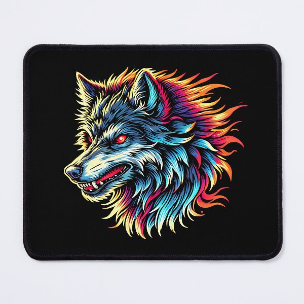 Item preview, Stylized Flaming Blue and Orange Wolf Head Profile designed and sold by beast-net.