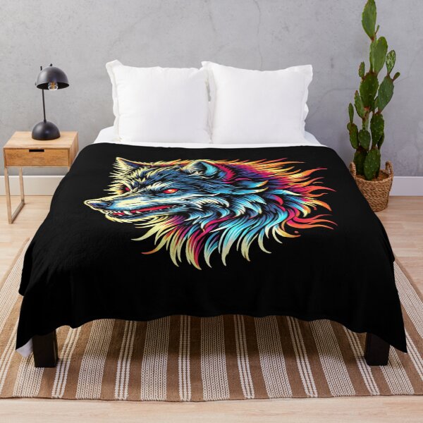 Item preview, Stylized Flaming Blue and Orange Wolf Head Profile designed and sold by beast-net.