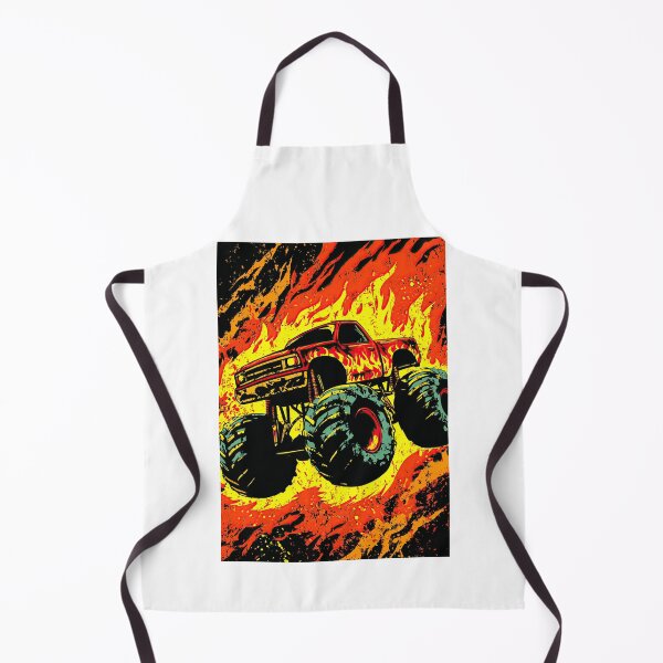 Item preview, Red Truck Jumping Out Of Yellow Fire Explosion designed and sold by Piotrek0001.