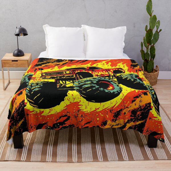 Item preview, Red Truck Jumping Out Of Yellow Fire Explosion designed and sold by Piotrek0001.