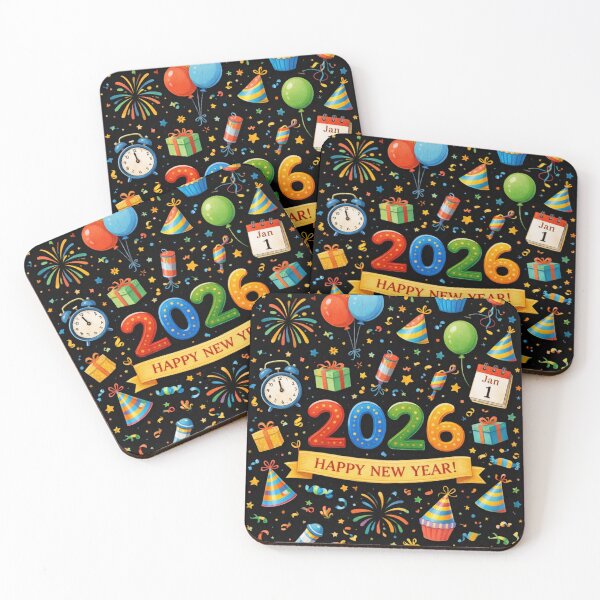 Item preview, New Year 2026 Illustration on Black Background with Fireworks and Colorful Accents designed and sold by AiroStudio.