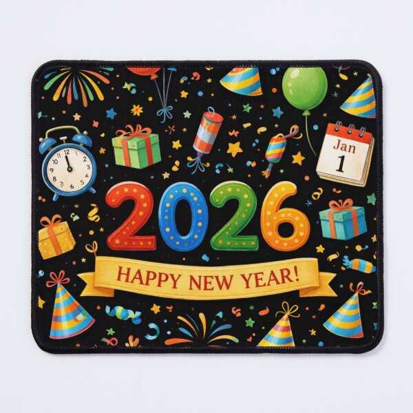 Item preview, New Year 2026 Illustration on Black Background with Fireworks and Colorful Accents designed and sold by AiroStudio.