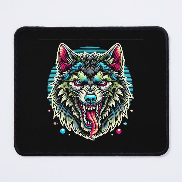 Item preview, Neon Psychedelic Wolf Head with Tongue Out designed and sold by beast-net.