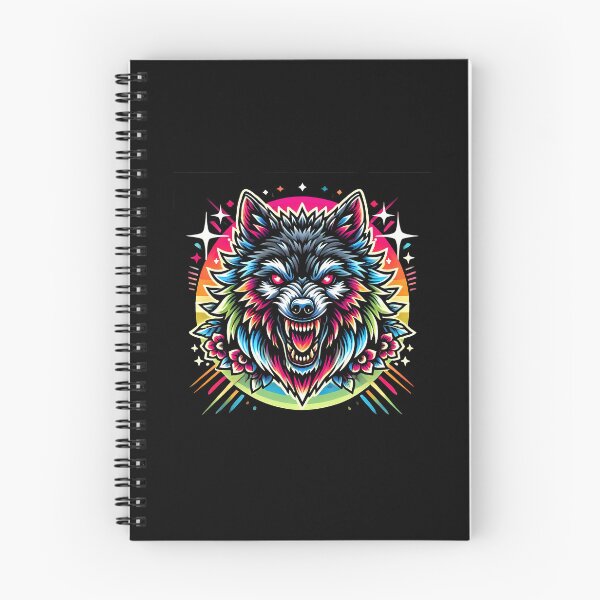Item preview, Fierce Rainbow Wolf Head with Glowing Red Eyes and Floral Accents designed and sold by beast-net.