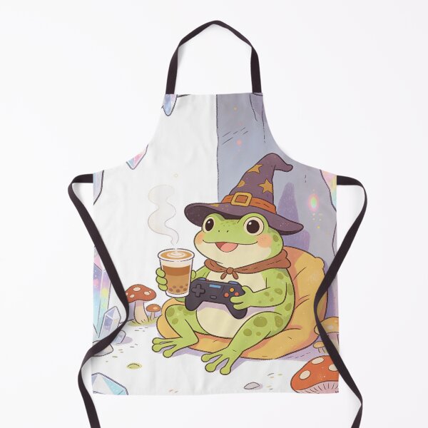 Item preview, Cozy Frog Witch Gamer Drinking Boba Tea in Crystal Cave | Whimsical Cottagecore Aesthetic Design designed and sold by Cherrydora.