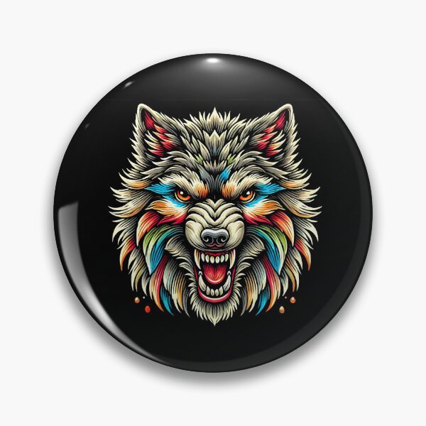 Item preview, Aggressive Abstract Wolf Head with Vibrant Multi-Color Fur and Sharp Fangs designed and sold by beast-net.