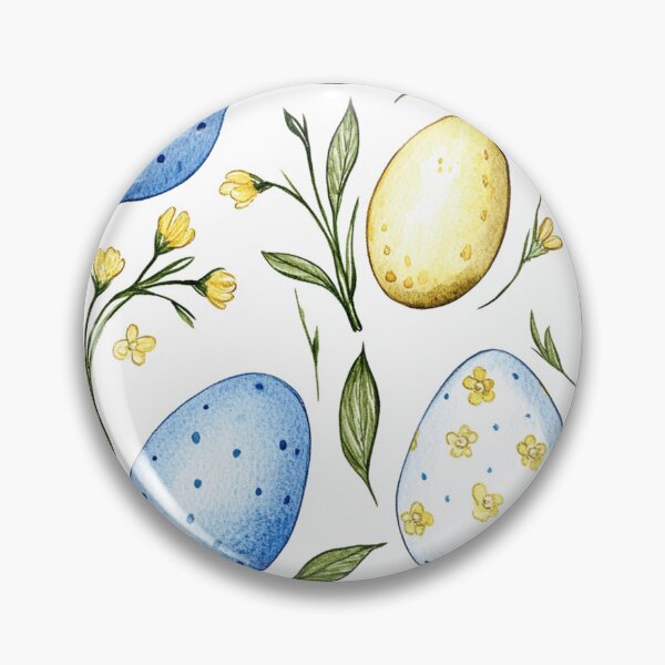 Item preview, Blue Yellow Easter Eggs Painted Flowers Spring Watercolor All Over designed and sold by Feeling Artsy.