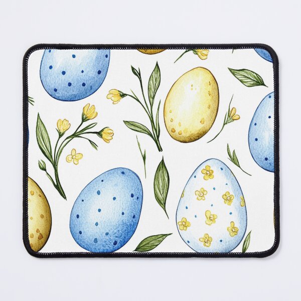 Item preview, Blue Yellow Easter Eggs Painted Flowers Spring Watercolor All Over designed and sold by Feeling Artsy.