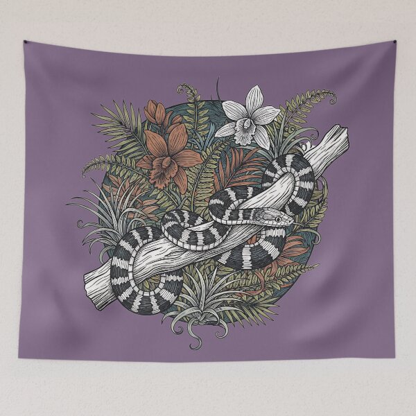 Item preview, Malayan Krait Snake Vintage Botanical Illustration designed and sold by BirdsnStuff.