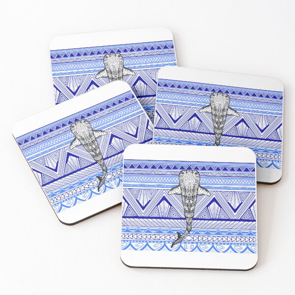 Item preview, Tribal Whale Shark with Blue Tribal Background designed and sold by Steeb757.