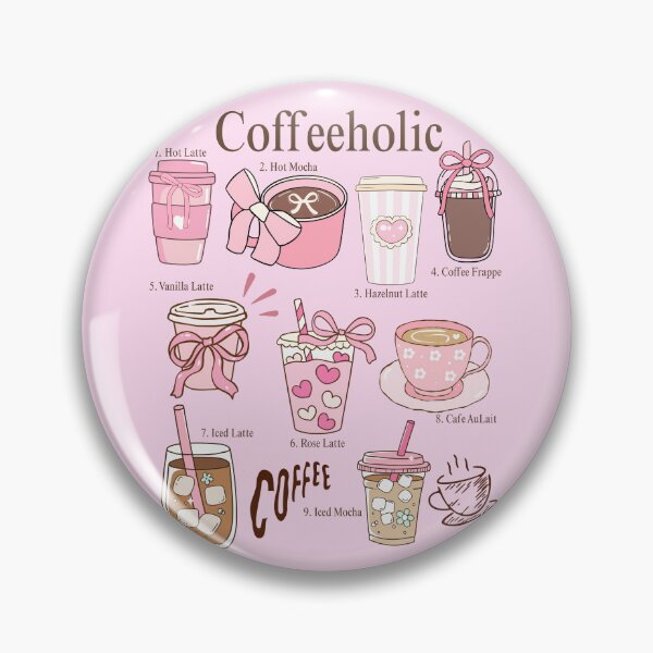 Item preview, Cute Pink Coffeeholic Coffee Drinks Illustration designed and sold by baucestudio.