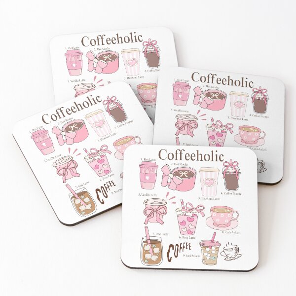 Item preview, Cute Pink Coffeeholic Coffee Drinks Illustration designed and sold by baucestudio.