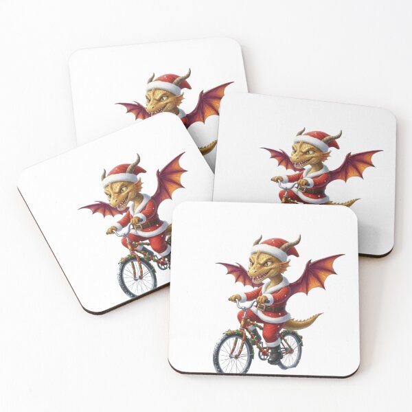 Item preview, Cute Dragon Santa Riding Bicycle designed and sold by Good-moods.