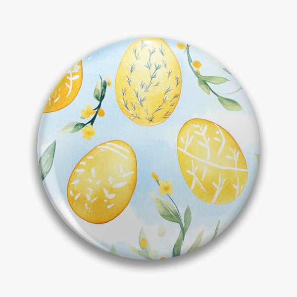 Item preview, Blue Yellow Easter Eggs Painted Flowers Spring Watercolor All Over designed and sold by Feeling Artsy.