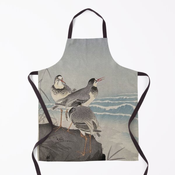 Item preview, Thee Plovers on a Rock the Seaside and a Crescent Moon Behind by Ohara Koson : Coastal Shin Hanga Japanese Poster designed and sold by artofuniverse.