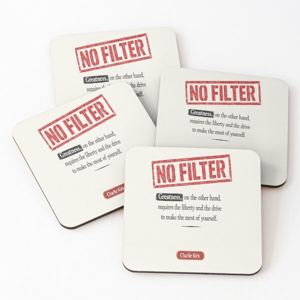 Item preview, NO FILTER Redaction Stamp Quote – Charlie Kirk Motivational Vinyl designed and sold by POD DYNASTY | Original Print On Demand T-Shirt Graphics.