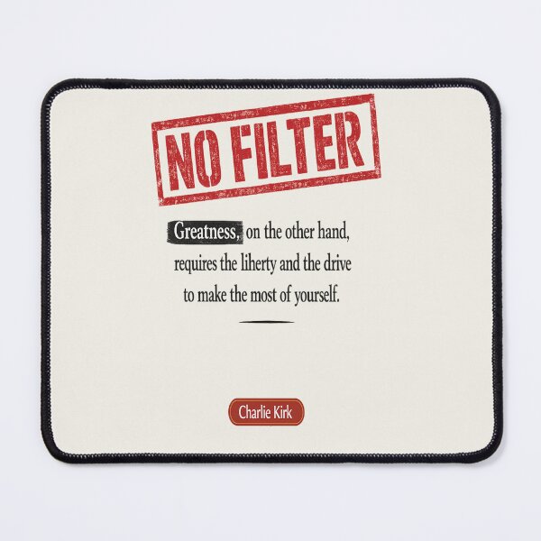Item preview, NO FILTER Redaction Stamp Quote – Charlie Kirk Motivational Vinyl designed and sold by POD DYNASTY | Original Print On Demand T-Shirt Graphics.