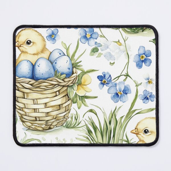 Item preview, Blue Yellow Easter Eggs Chicks Baskets Painted Flowers Spring Watercolor All Over designed and sold by Feeling Artsy.