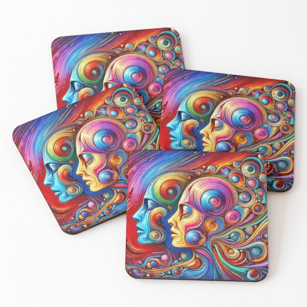 Item preview, Colorful Minds in Motion – Abstract Dual Profile with Swirls, Emotion & Psychedelic Flow designed and sold by FotoworldEdel.