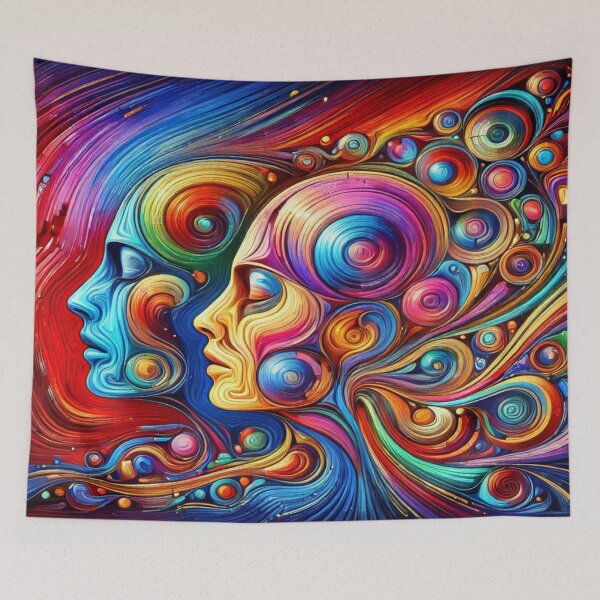 Item preview, Colorful Minds in Motion – Abstract Dual Profile with Swirls, Emotion & Psychedelic Flow designed and sold by FotoworldEdel.