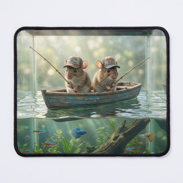 Item preview, Two Mice Fishing in Aquarium designed and sold by Tridentulus.