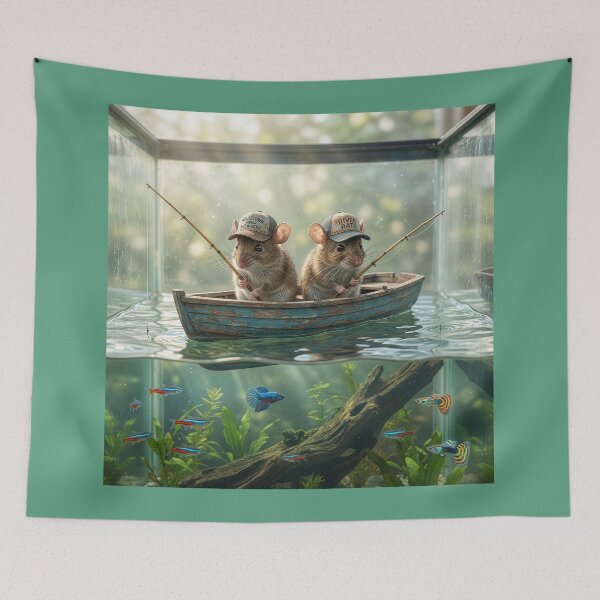 Item preview, Two Mice Fishing in Aquarium designed and sold by Tridentulus.