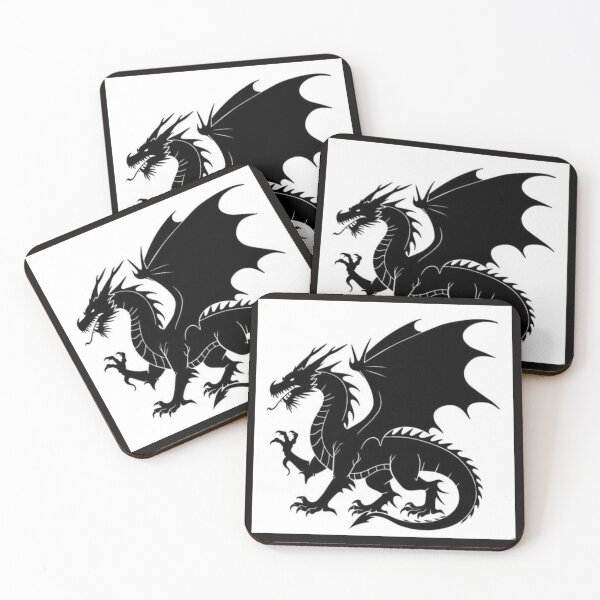 Item preview, Drawing of heraldic black dragon design  designed and sold by NivyasArtistry.