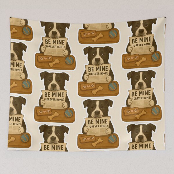 Item preview, Be Mine (Forever Home) - Rescue Dog Illustration designed and sold by Tiny Joy World.