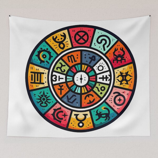 Item preview, Colorful Zodiac Wheel All 12 Signs Astrology designed and sold by DrawDrip.