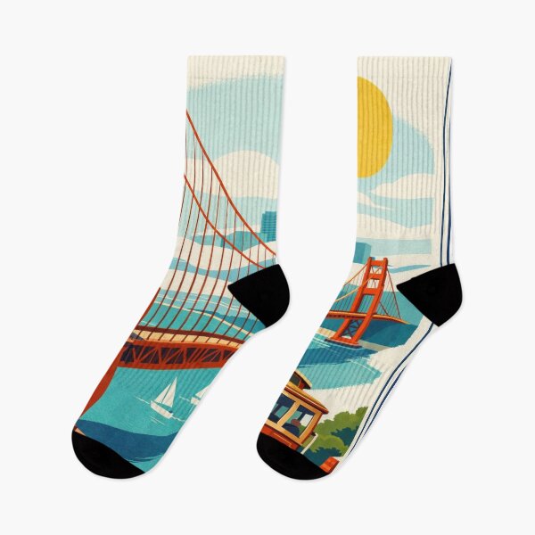 Item preview, San Francisco “City by the Bay” — Vintage Golden Gate Bridge & Cable Car Poster designed and sold by Pink & California.