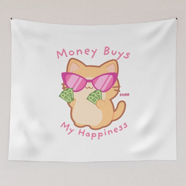 Item preview, Money Buys My Happiness Cute Orange Cat with Cash Doodle Art designed and sold by SpacedOutRITZ.