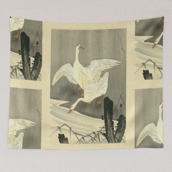 Item preview, Two Geese on a River by Ohara Koson : Serene Shin Hanga Japanese Poster designed and sold by artofuniverse.