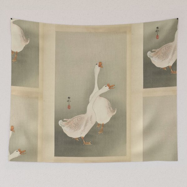 Item preview, Two Geese Style 2 by Ohara Koson : Japandi Wall Art Japanese Poster designed and sold by artofuniverse.