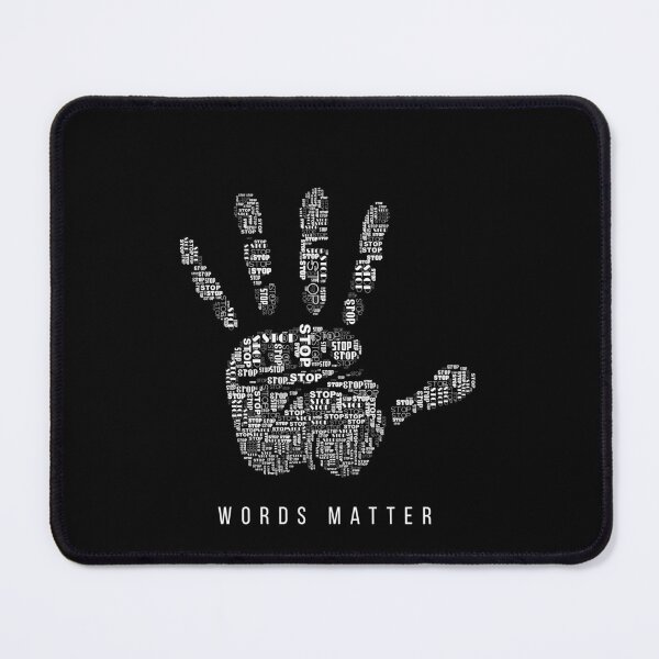 Item preview, Words Matter – Stop Word Handprint Awareness Typography Design designed and sold by PixelWaveBD.