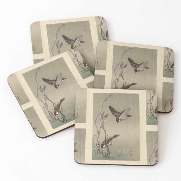 Item preview, Two Sparrows by Ohara Koson : Shin Hanga Nature Study Japanese Poster designed and sold by artofuniverse.