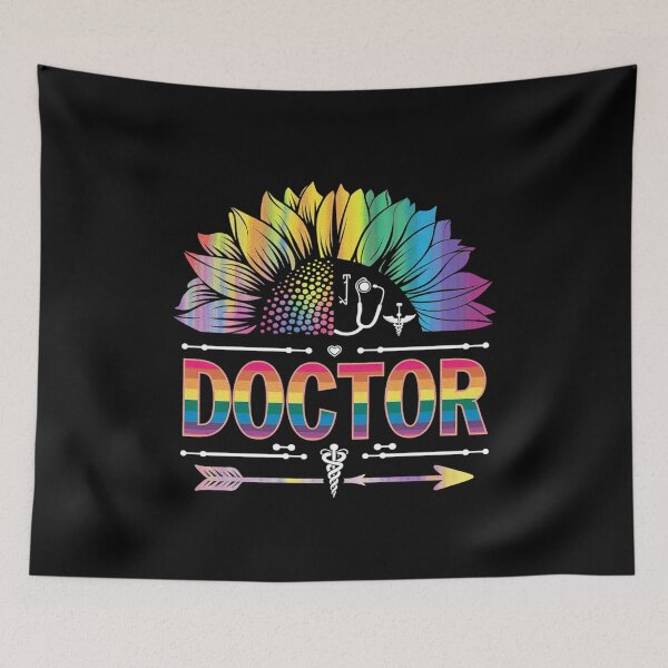 Item preview, Womens Doctor Costume Half Sunflower Rainbow Flag Job Proud LGBT  designed and sold by MythWoot.