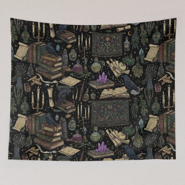Item preview, Mystical Witch Library Maximalist Pattern designed and sold by auxincaftan0o.