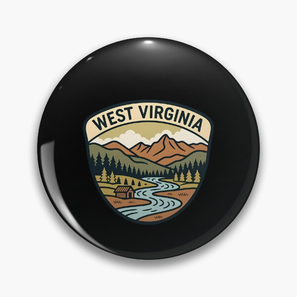 Item preview, West Virginia River Cabin Vintage Mountain Badge designed and sold by Ajdaprint.