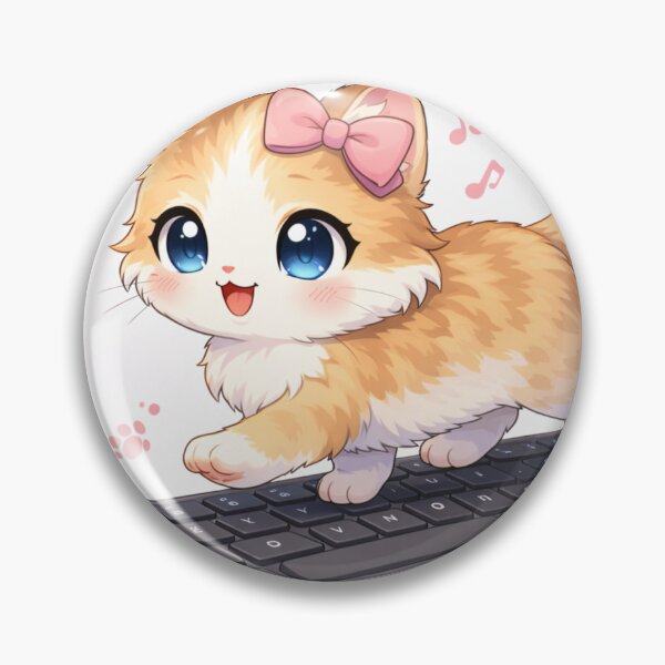 Artikelvorschau, Niedliches Anime-Kätzchen läuft über die Tastatur – Kawaii-Programmiererkatze entworfen und verkauft von SVT Abstract.