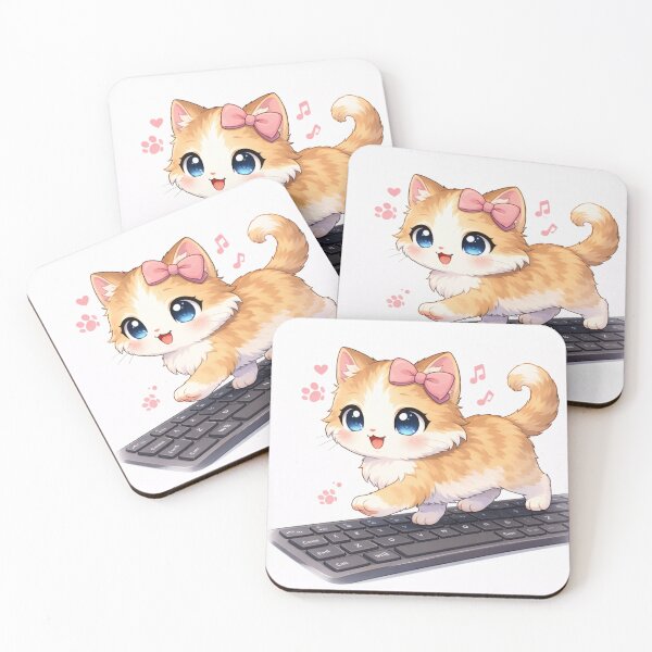 Item preview, Cute Anime Kitten Walking on Keyboard – Kawaii Programmer Cat designed and sold by SVT Abstract.