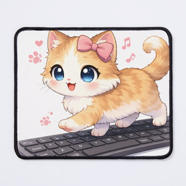 Item preview, Cute Anime Kitten Walking on Keyboard – Kawaii Programmer Cat designed and sold by SVT Abstract.