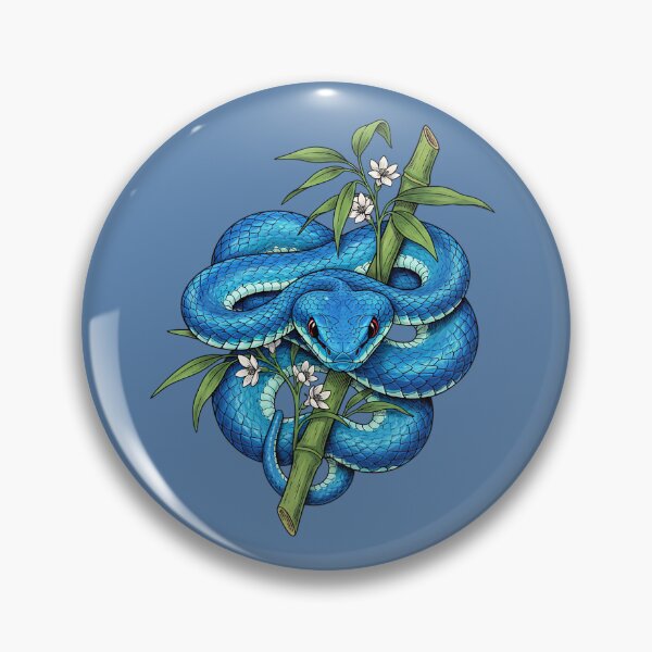 Item preview, Blue Pit Viper On Flowering Bamboo designed and sold by BirdsnStuff.