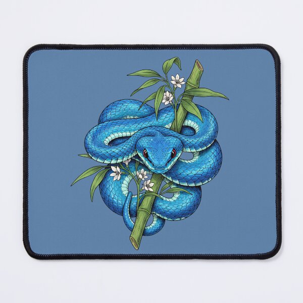 Item preview, Blue Pit Viper On Flowering Bamboo designed and sold by BirdsnStuff.
