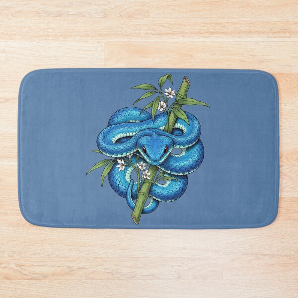 Item preview, Blue Pit Viper On Flowering Bamboo designed and sold by BirdsnStuff.