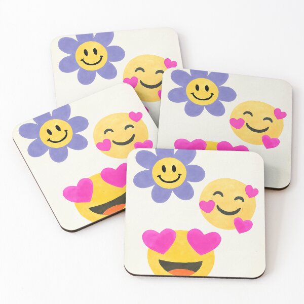 Item preview, Smiley Flower & Happy Faces Print, Hot Pink and Purple designed and sold by The KiwiNberries.