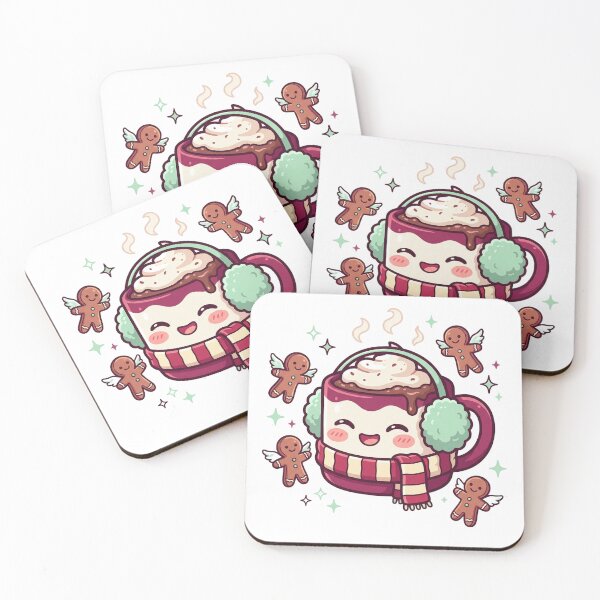 Item preview, Kawaii Hot Chocolate Mug with Gingerbread Angels - Cute Winter Christmas Design designed and sold by Everyday Epics.