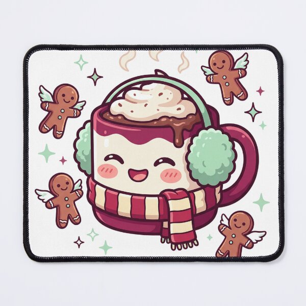 Item preview, Kawaii Hot Chocolate Mug with Gingerbread Angels - Cute Winter Christmas Design designed and sold by Everyday Epics.