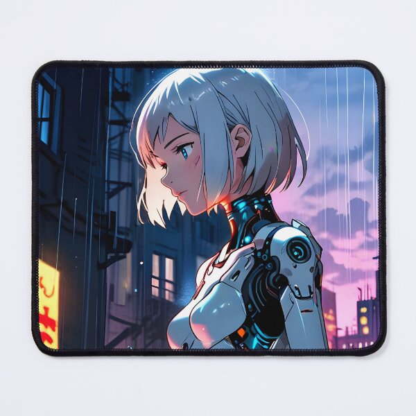 Item preview, ECHO: Rainy Pink Rooftop Profile | Cute Cyberpunk Anime Girl designed and sold by Sytrics.
