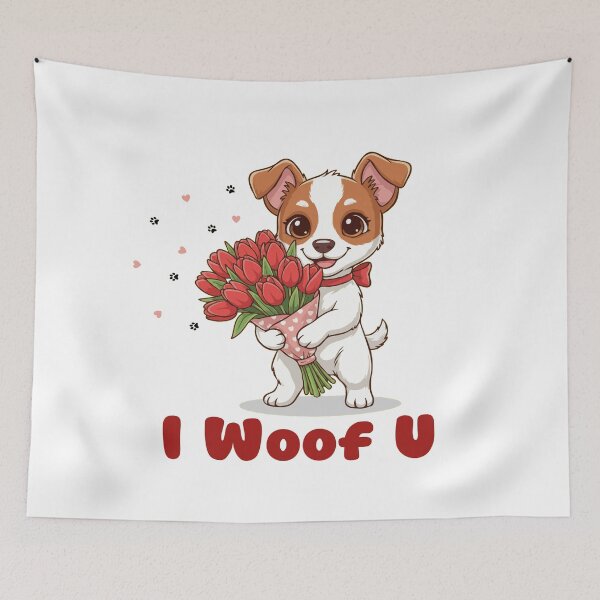 Item preview, I Woof U Toy Fox Terrier Puppy with Flowers – Sweet Dog Love Design designed and sold by The Real Life Symphony.