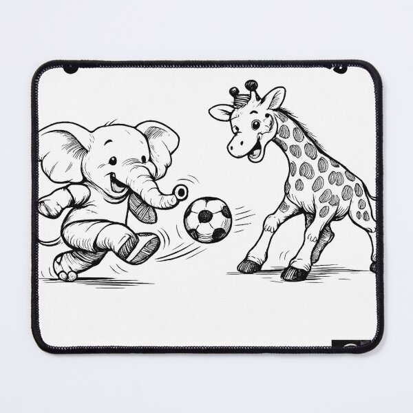 Item preview, Unlikely Teammates – Elephant and Giraffe Football Doodle designed and sold by HOUSE OF TIST.